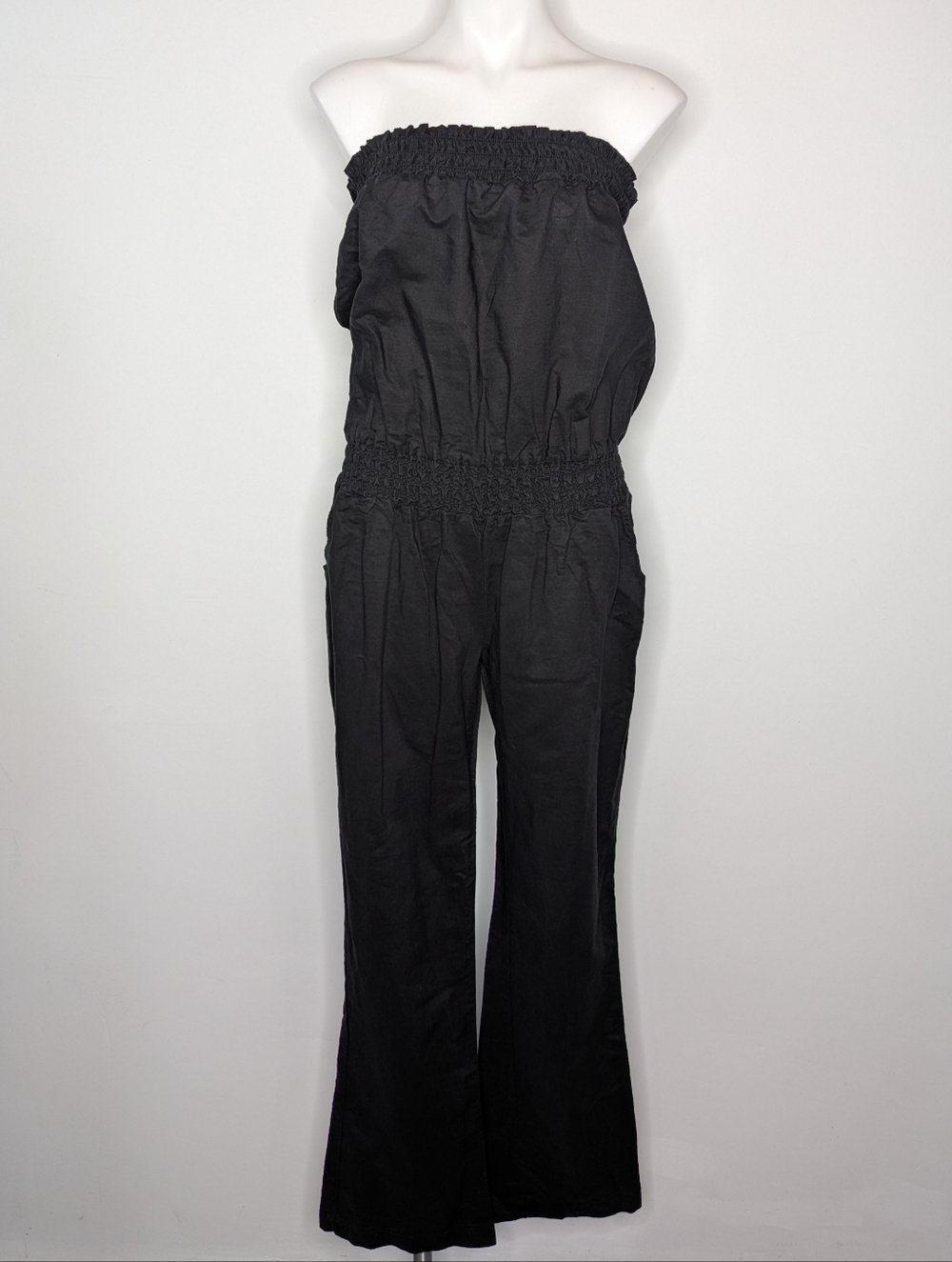 Vintage DBL Black Strapless Linen & Cotton Jumpsuit XL
